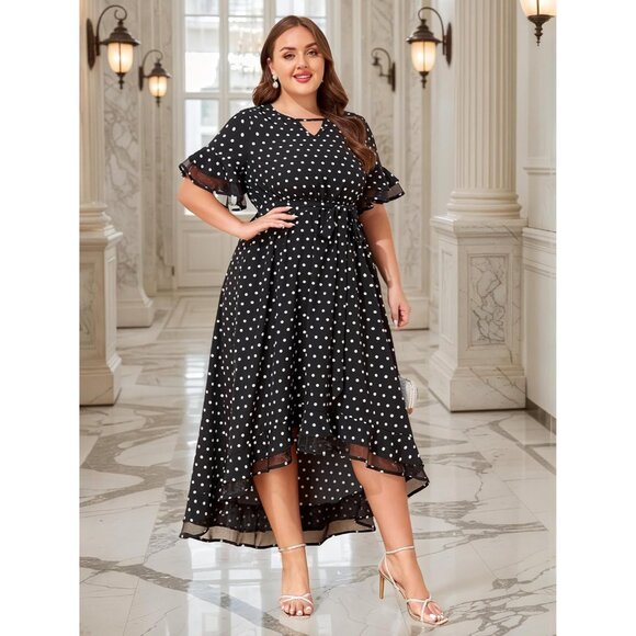 Plus Size Womens Evening Dress Mesh Ruffle Maxi Cocktail Party Summer - Picture 5 of 8